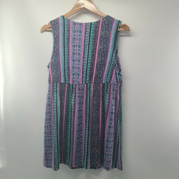 Soma Sleeveless Smocked Empire Waist Tunic Cultured Stripe Size Medium - Picture 3 of 6